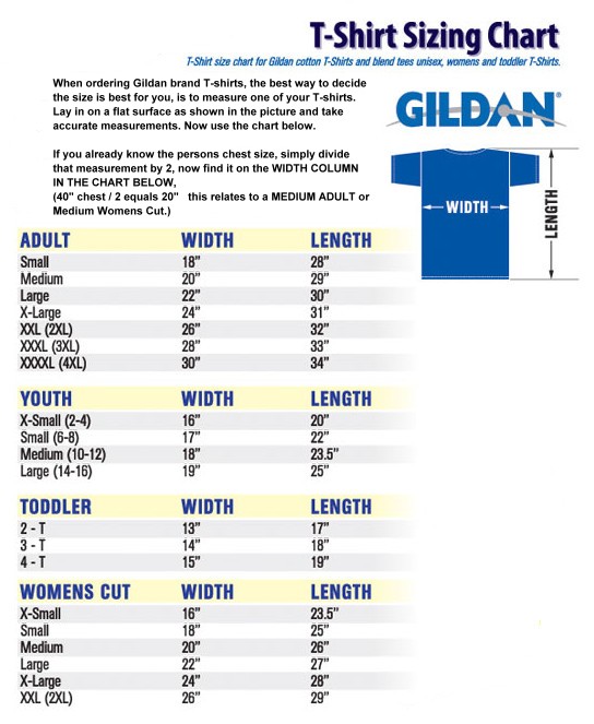 Gildan Mens Shirt Size Chart